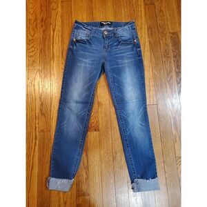 Almost Famous Premium Acid Fade Cropped Capri Cuffed Stretch Skinny Jeans Size 1